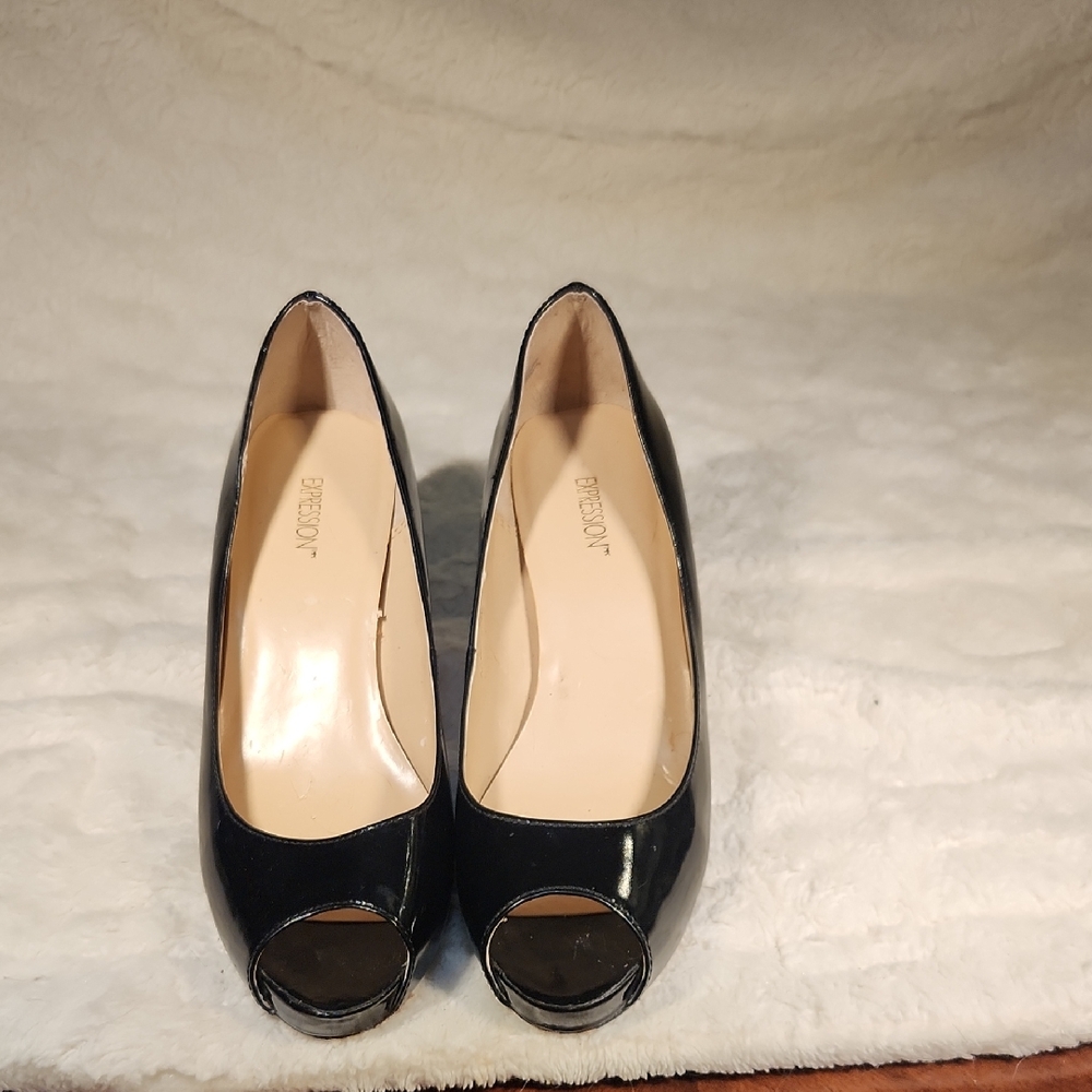 Black Peep-Toe Heels